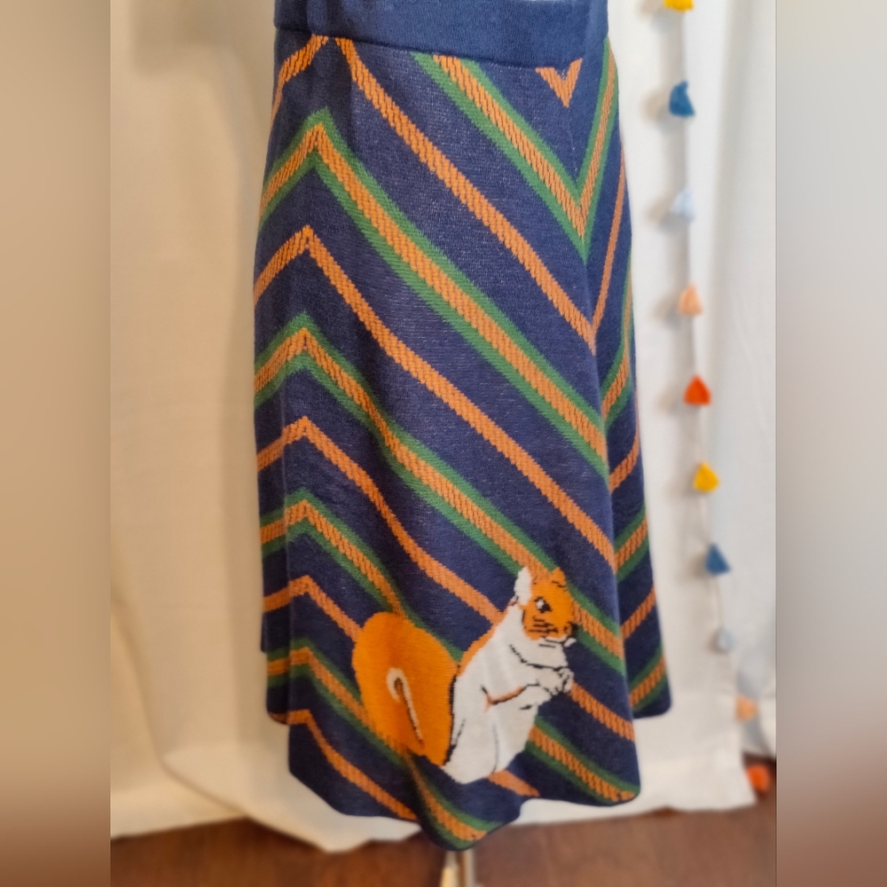 Teeberry & Weave Knit A line Chevron midi Skirt quirky squirrel Retro SM - Picture 6 of 6